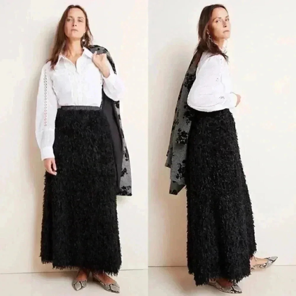 Anthropologie Chantal Featheres Maxi Skirt